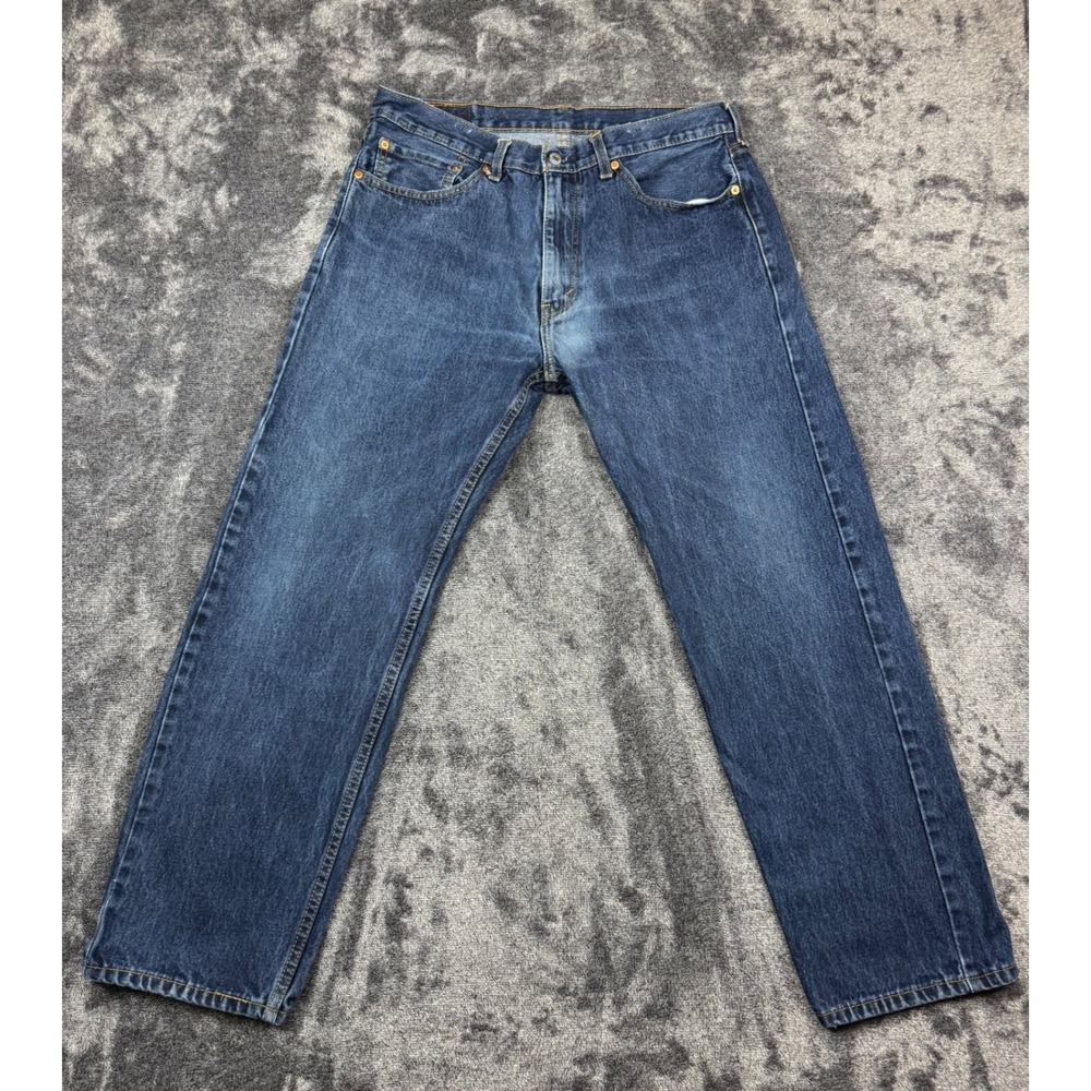 Levis Jeans Mens 36x30 Blue 505 Regular Fit Straight Leg Denim Pants NXBD